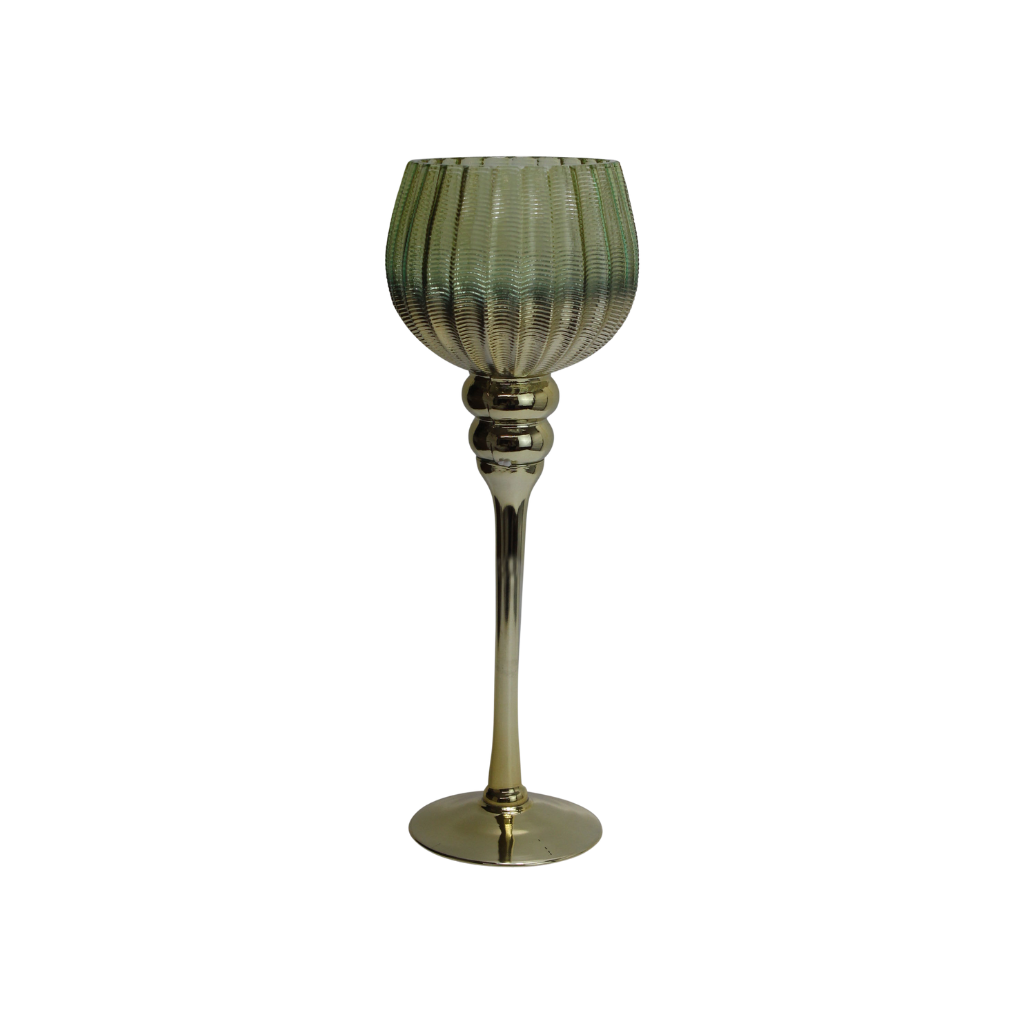 De Bosrand Waxinelichthouder op Voet Groen 35 x 13 cm