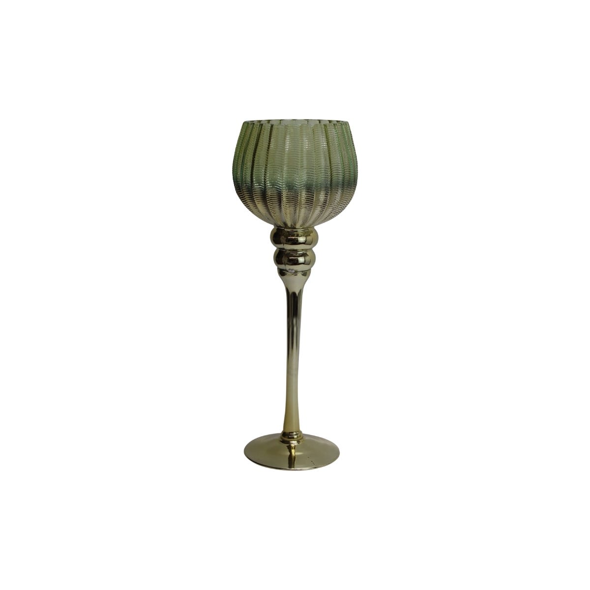 De Bosrand Waxinelichthouder op Voet Groen 35 x 13 cm