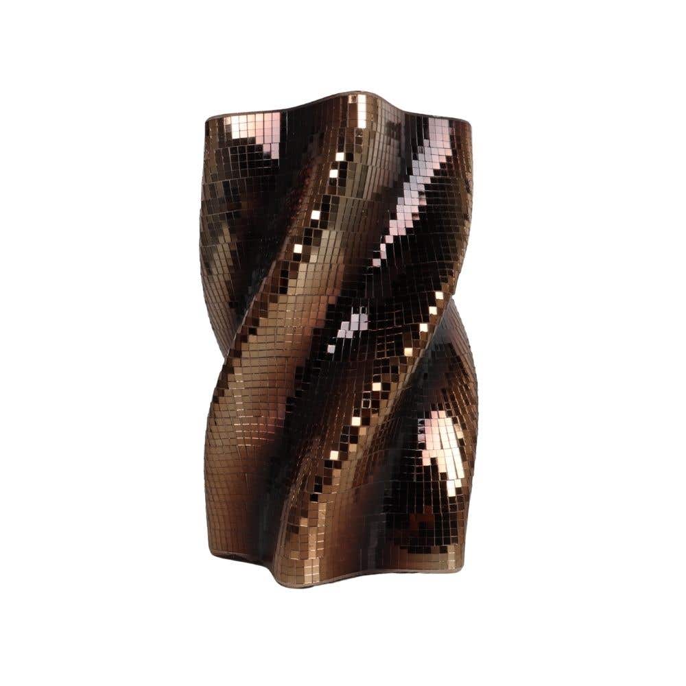 Vaas swirl glasmozaiek choco 19 x 30 cm