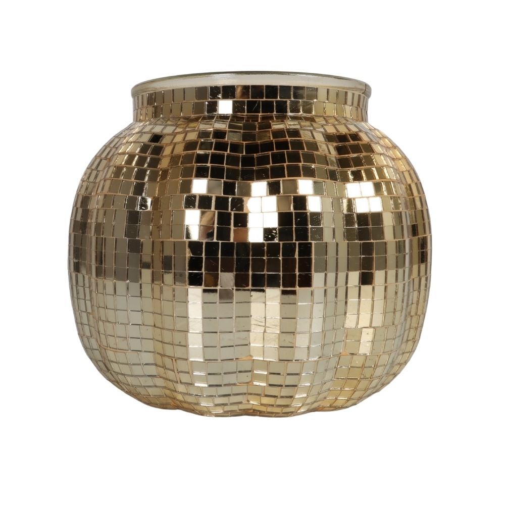 Theelichthouder glasmozaïek goud 14,5 x 12 cm