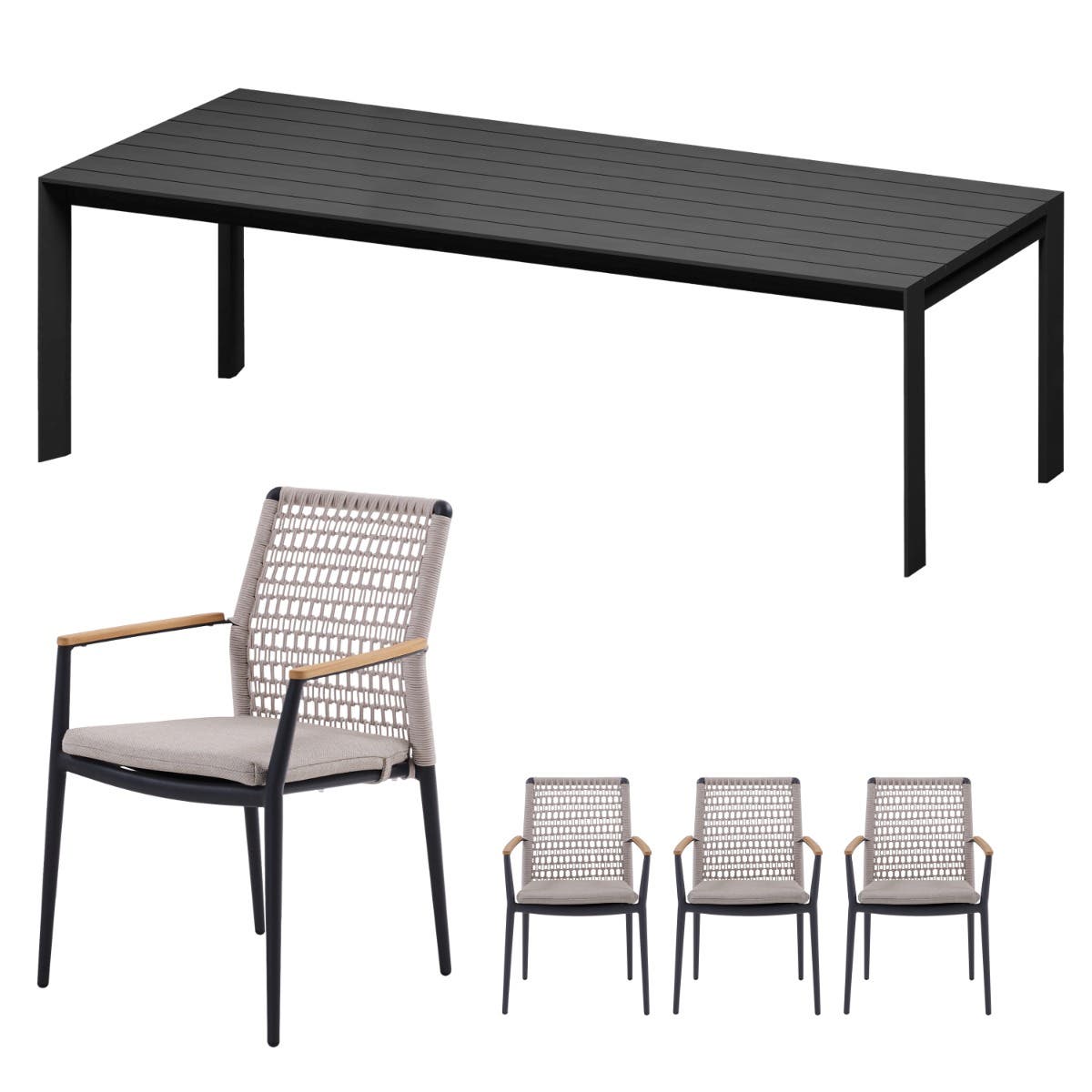 Royal Seasons Diningset 8-zits Portland Zwart