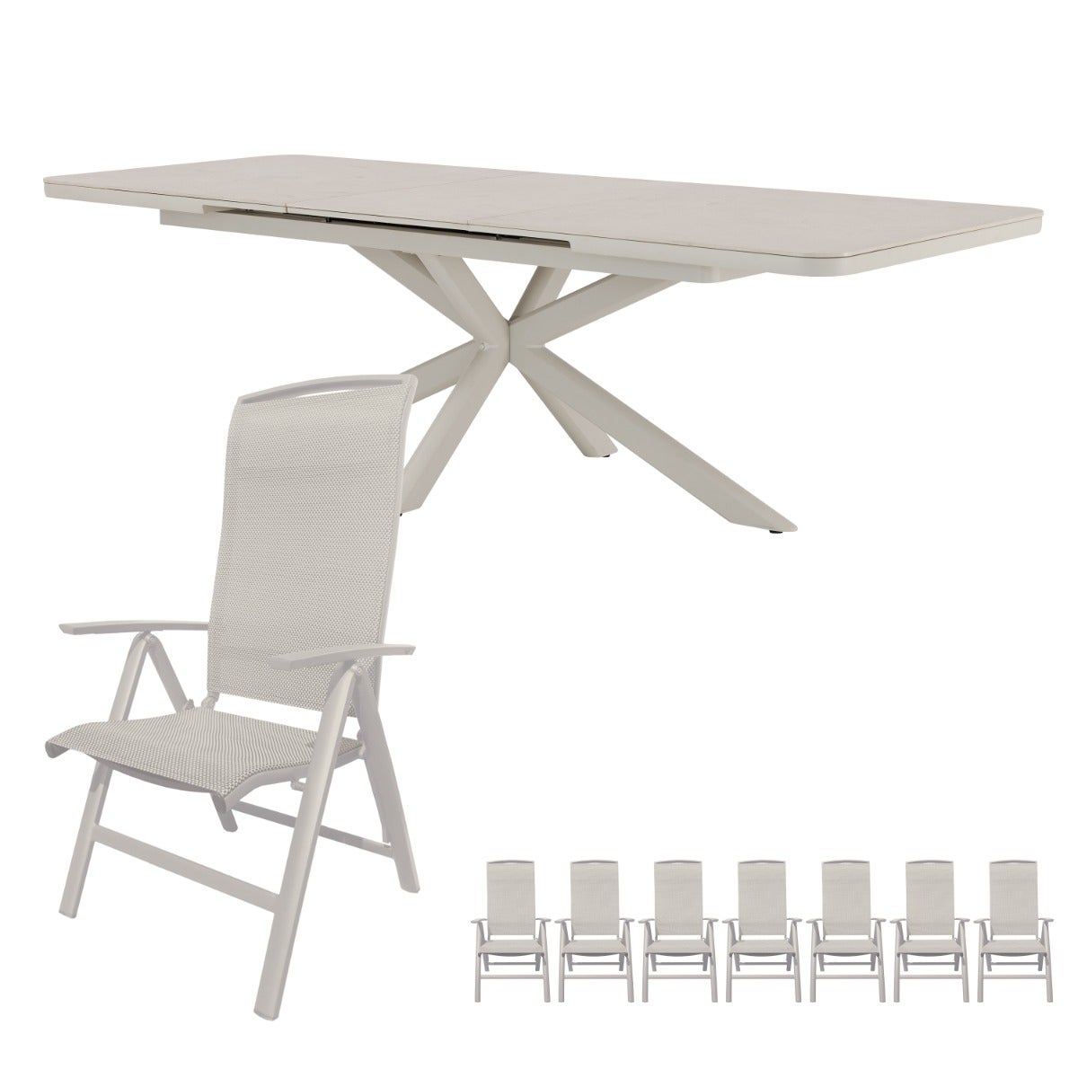 Royal Seasons La Palma uitschuifbare dining set zand 8 personen
