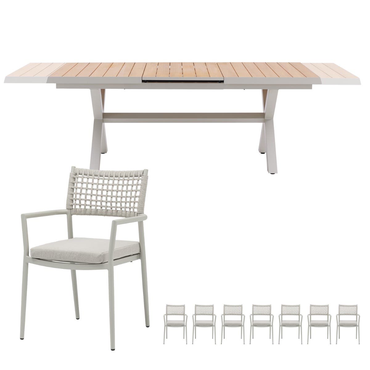 Royal Seasons Uitschuifbare Diningset 8-zits Liv Zand