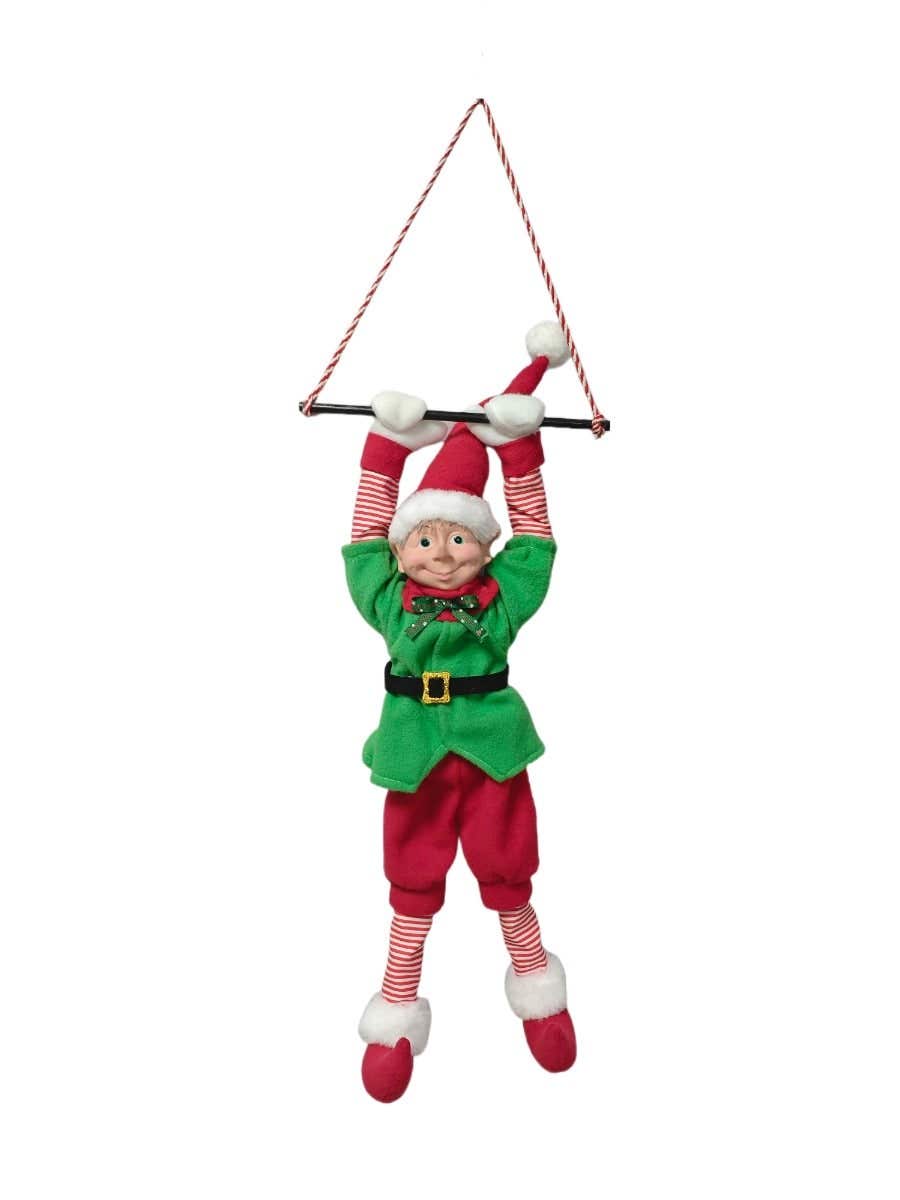 Kerstelf hangend bewegende animatiepop 65 cm