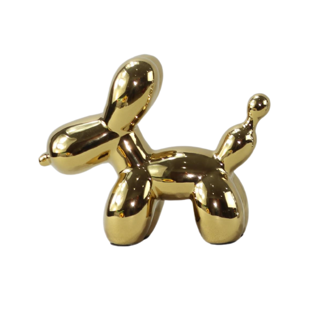 Ballonhond beeldje keramiek goud 11 x 5 x 11 cm