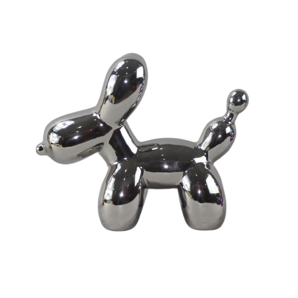 Ballonhond beeldje keramiek zilver 11 x 5 x 11 cm