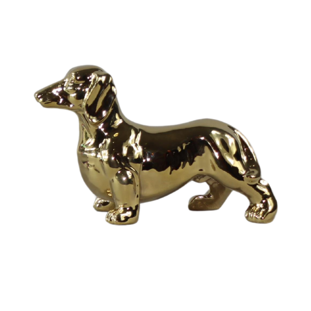 Teckel beeldje keramiek goud 20 x 7 x 14 cm