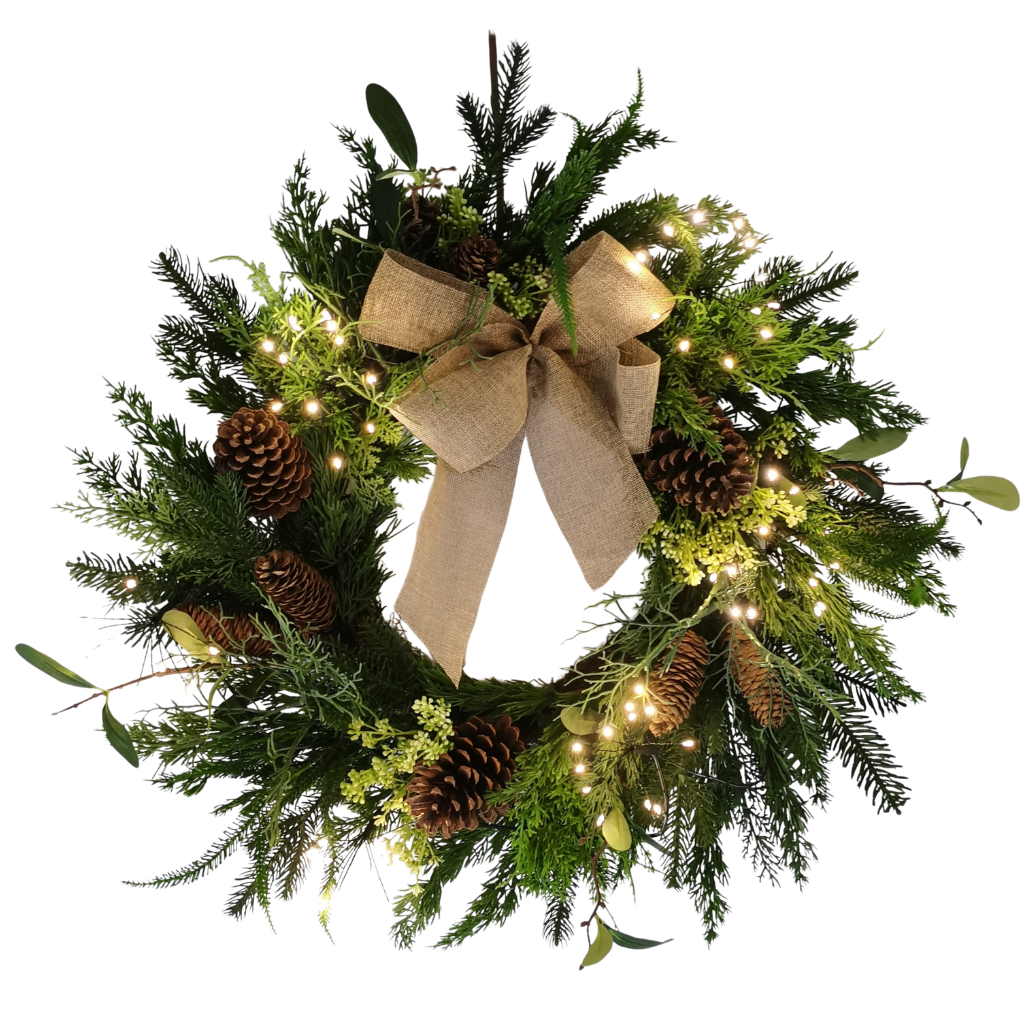 Deco krans verlicht pinecone 60 cm