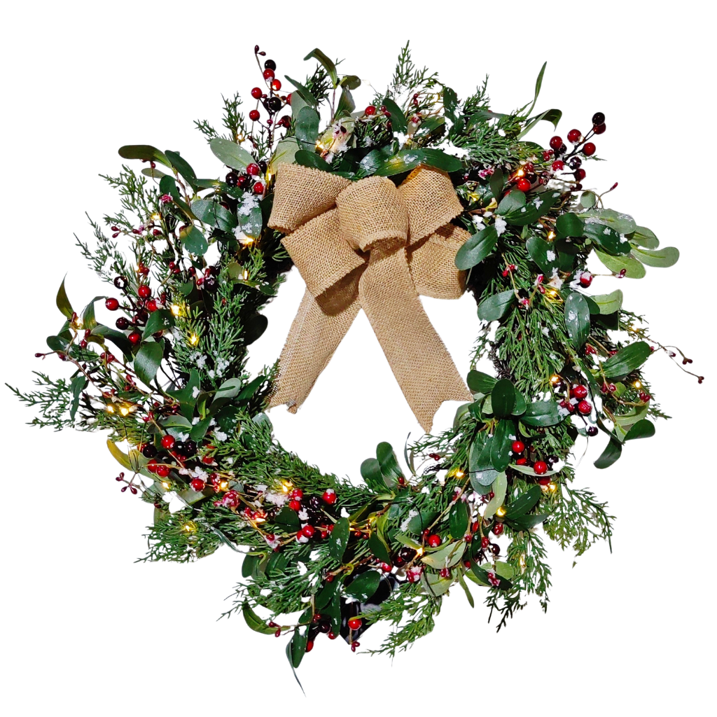 Deco krans ice finish verlicht 60 cm