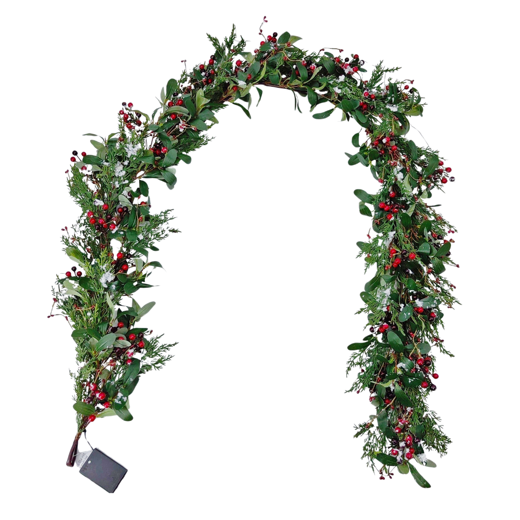 Deco guirlande ice finish verlicht 180 cm