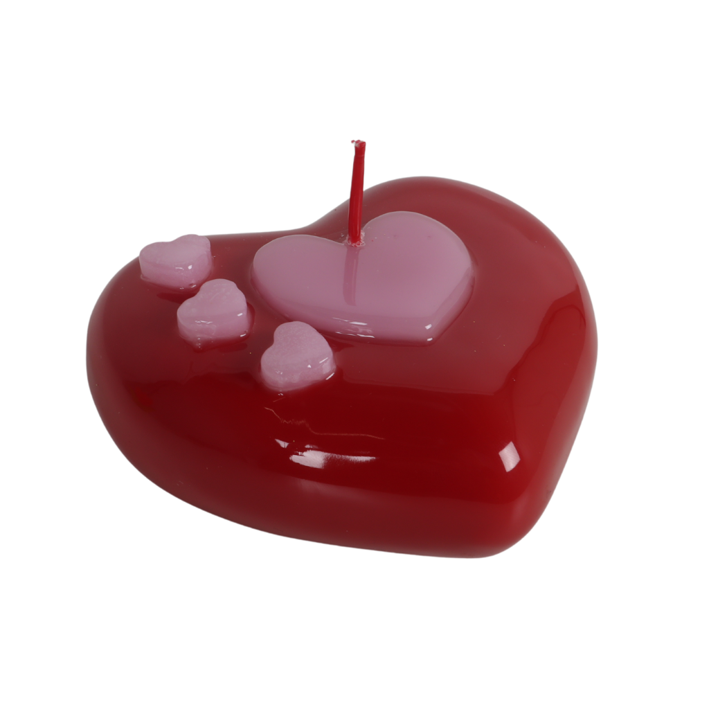 Kaars hartjes rood 12 x 4.5 cm