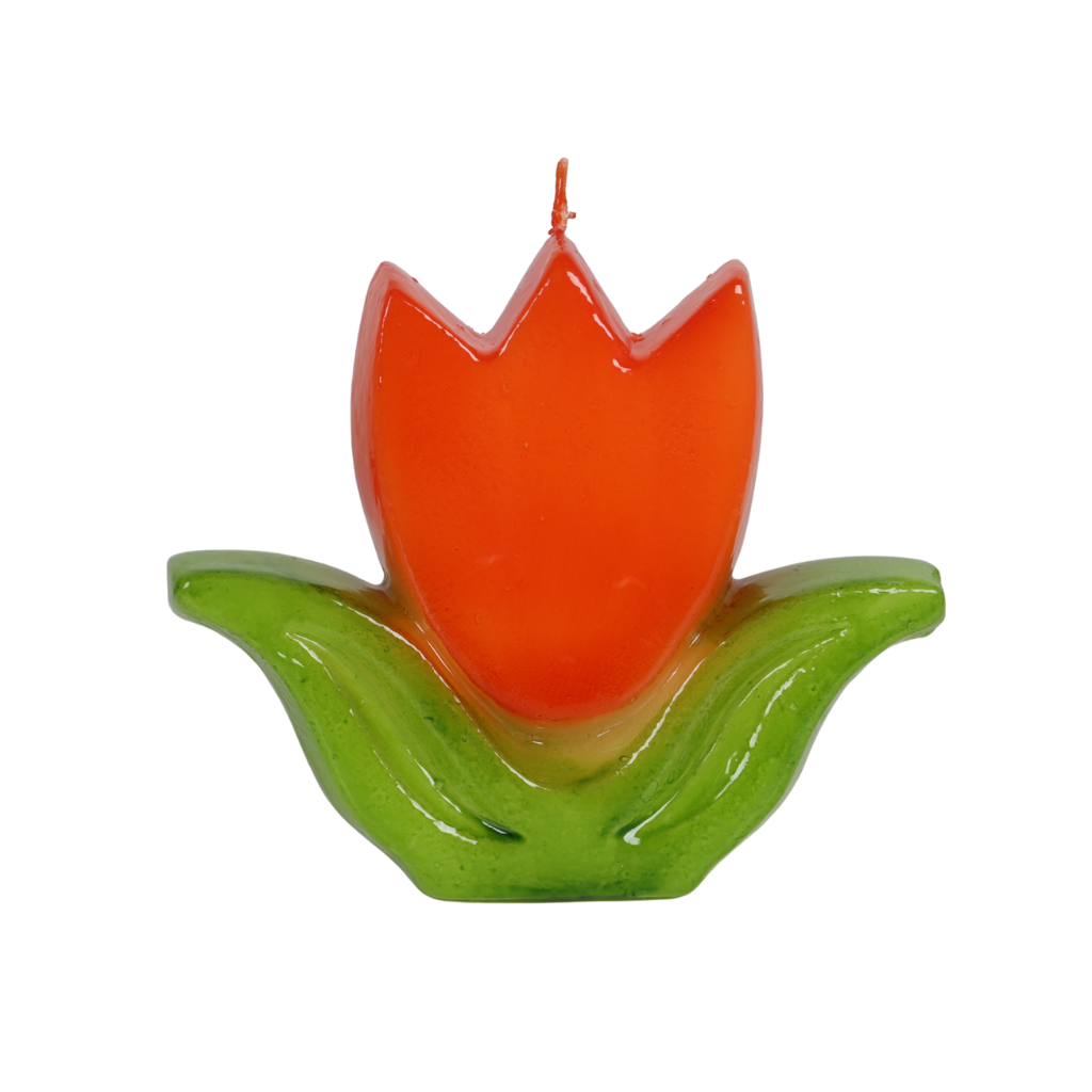 Kaars tulp oranje 14 x 4 x 12 cm
