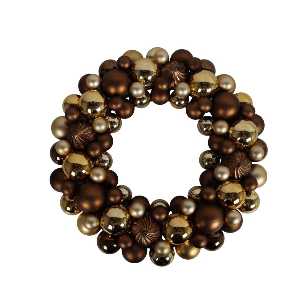 Krans kunststof kerstballen coffee 43 cm