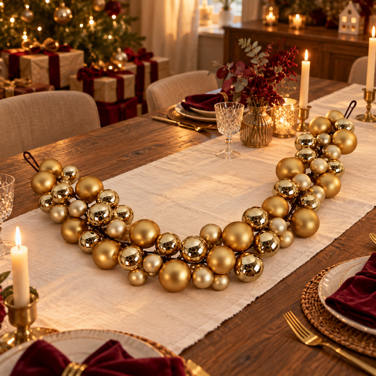 De Bosrand Guirlande kerstballen Goud 174 cm