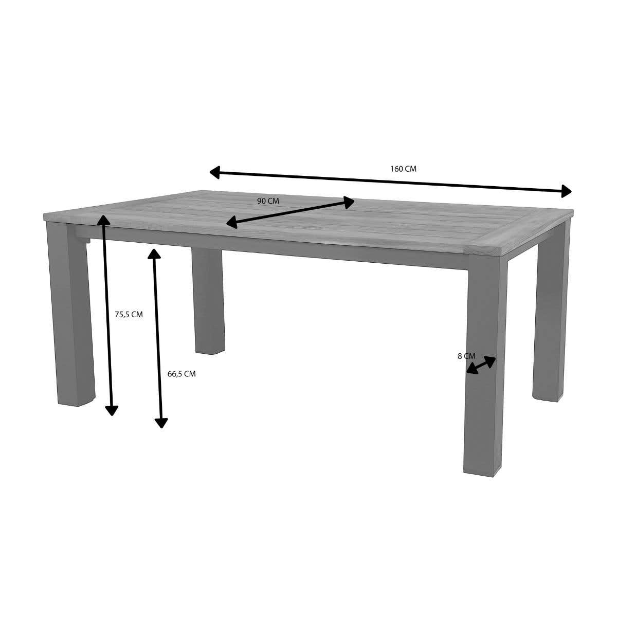 Royal Seasons Tafel Atlanta Espresso 160 x 90 x 76 cm