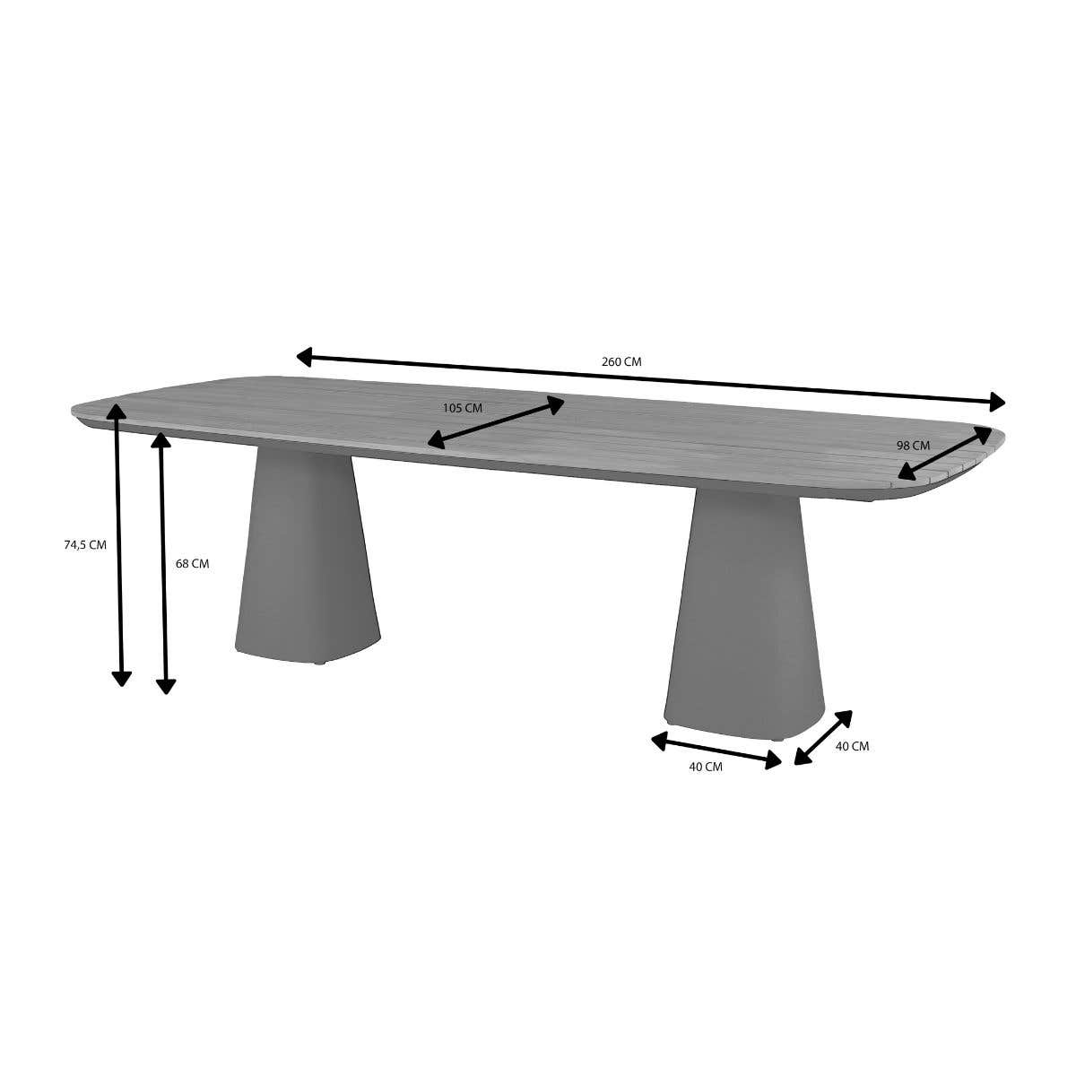 Royal Seasons Tafel Marina Teak Espresso 260 x 105 x 75 cm