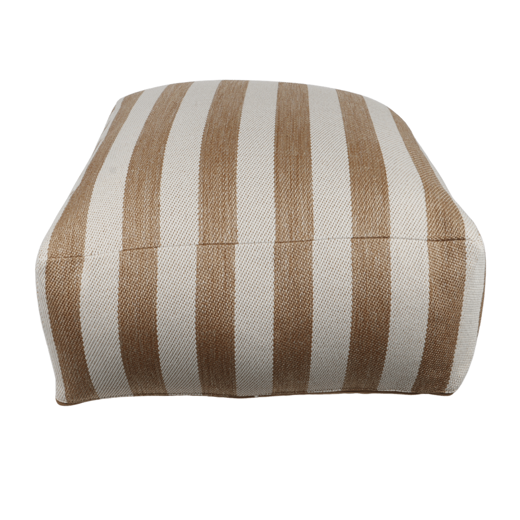 De Bosrand Poef Stripes Natural White 60 x 60 x 25 cm