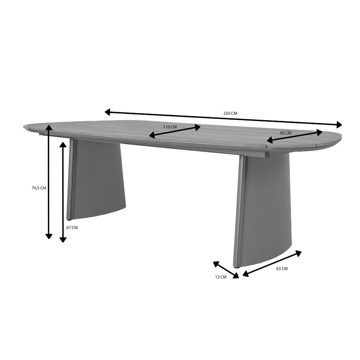 Royal Seasons Tafel Bakoe Espresso 250 x 110 x 75 cm