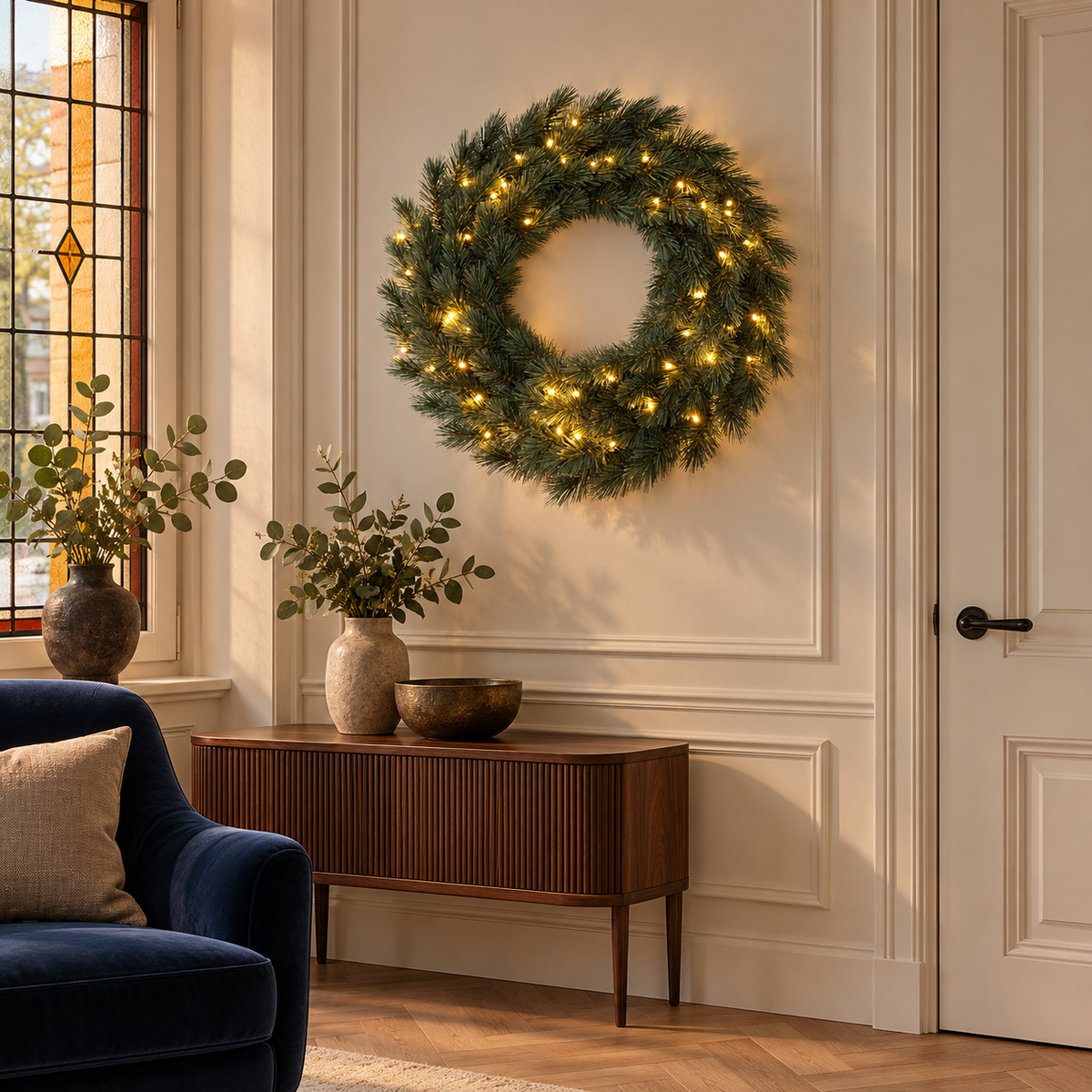 Evergreen Kerstkrans Everest Groen met Verlichting 60 cm