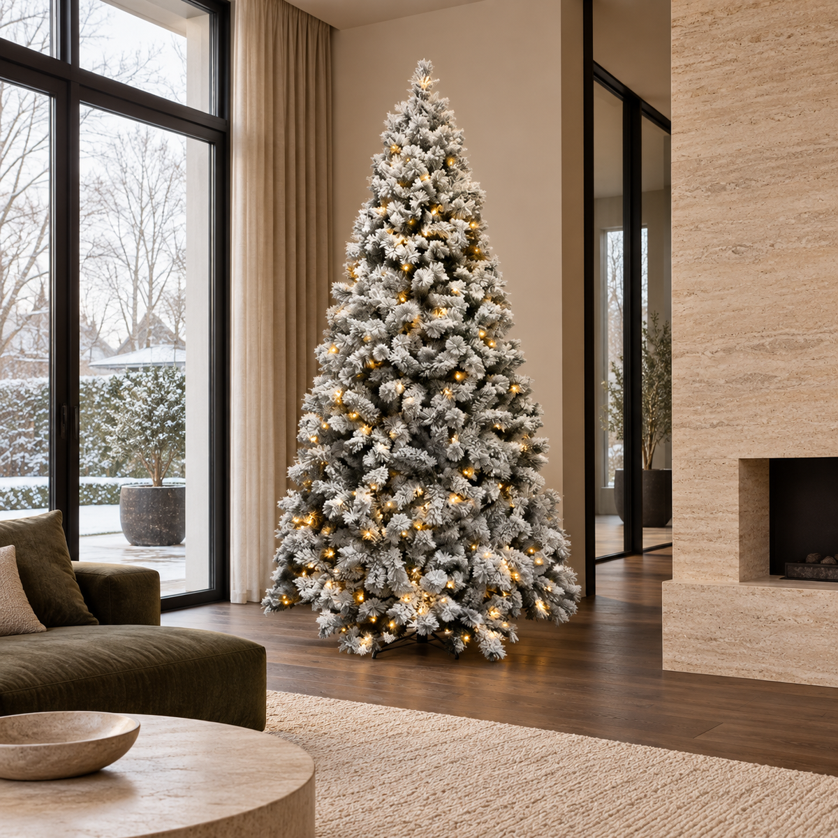 Evergreen Kunstkerstboom Everest Wit met Sneeuw en Verlichting 240 x 127 cm
