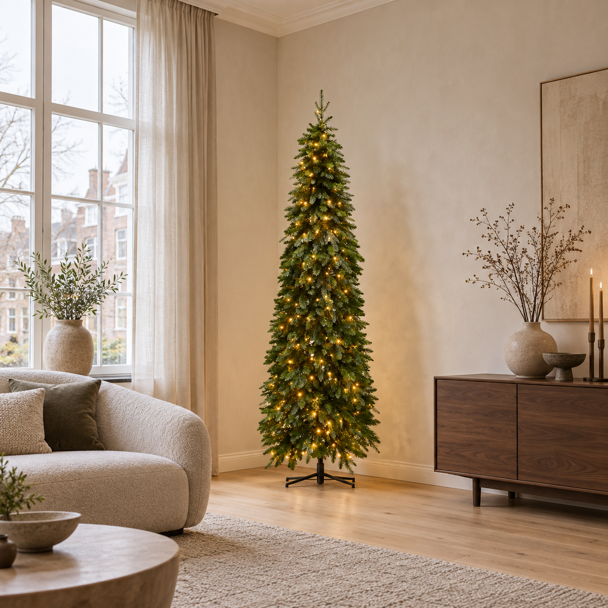 Evergreen Kunstkerstboom Peak Groen met Verlichting 180 x 72 cm