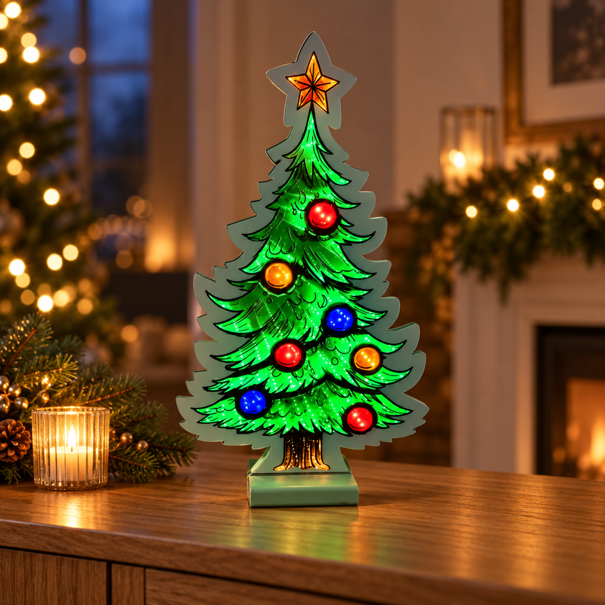 Brightside Verlicht Kerstfiguur Infinity Kerstboom Groen 24 x 40 cm