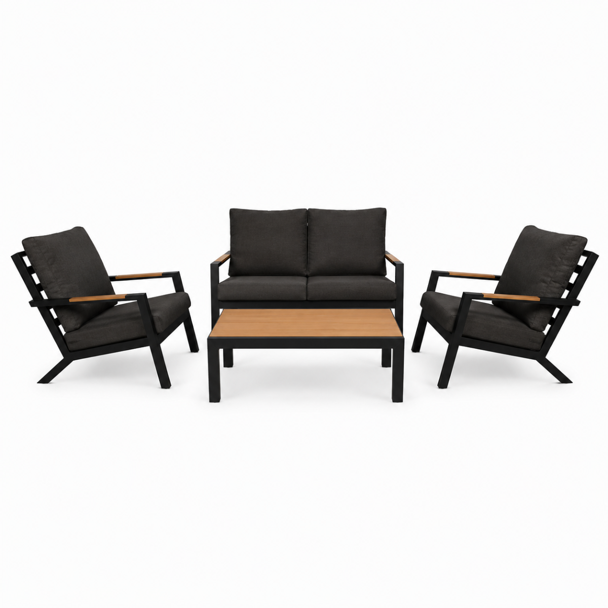 Royal Seasons Stoel-bank Loungeset 4-zits Detroit Zwart