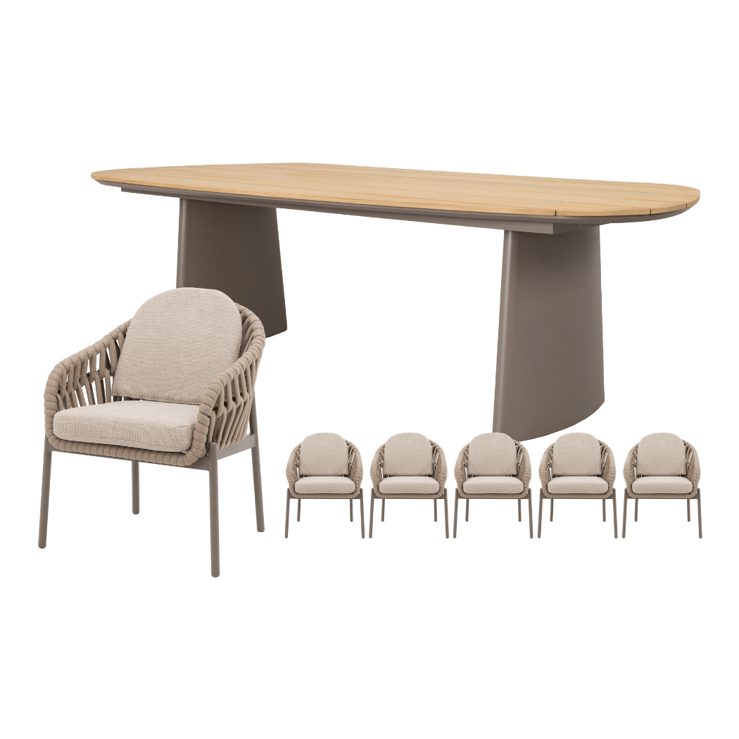 Royal Seasons Doha 6st + 220cm Bakoe tafel espresso