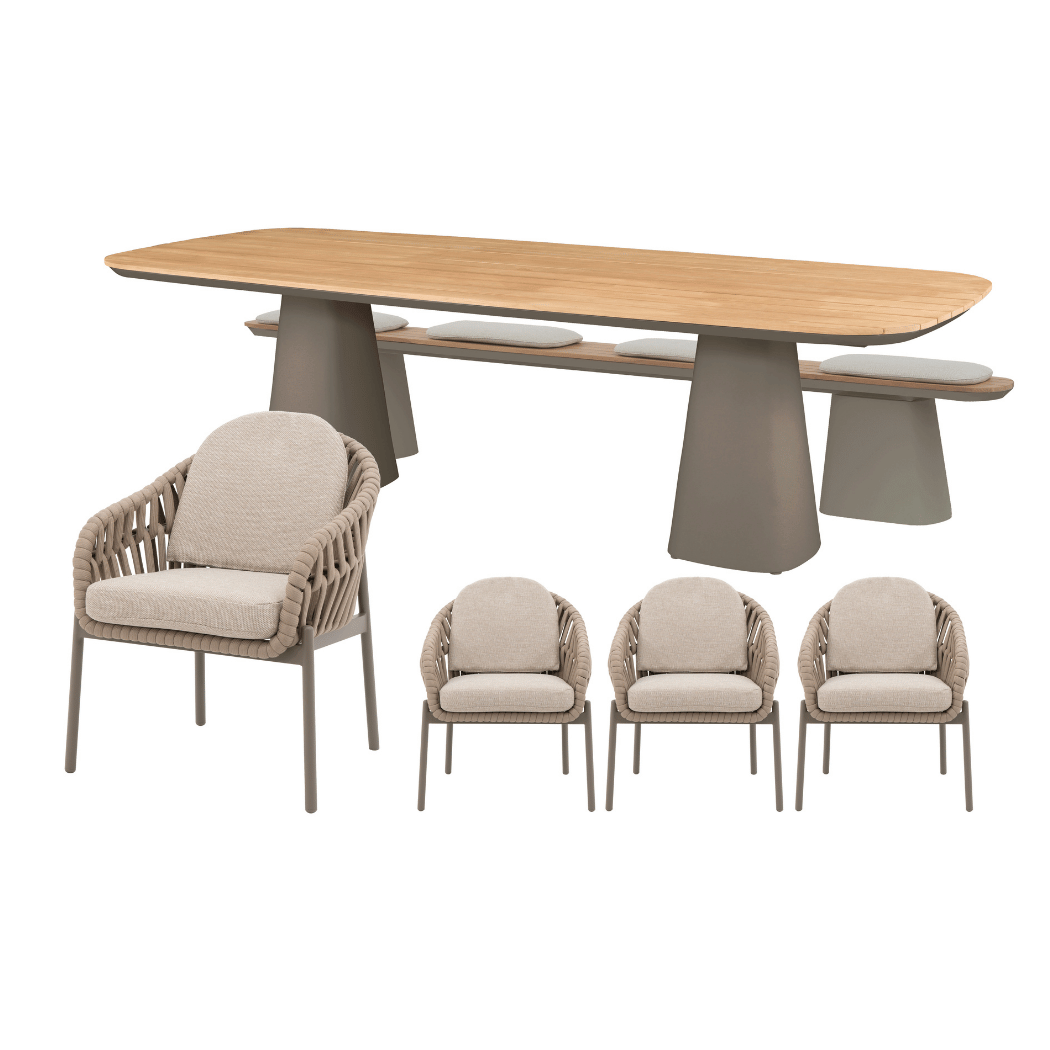 Royal Seasons Stoel-bank Diningset Doha 8-zits Espresso