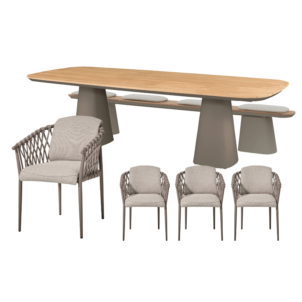 Royal Seasons Stoel-bank Diningset Miami 8-zits Espresso