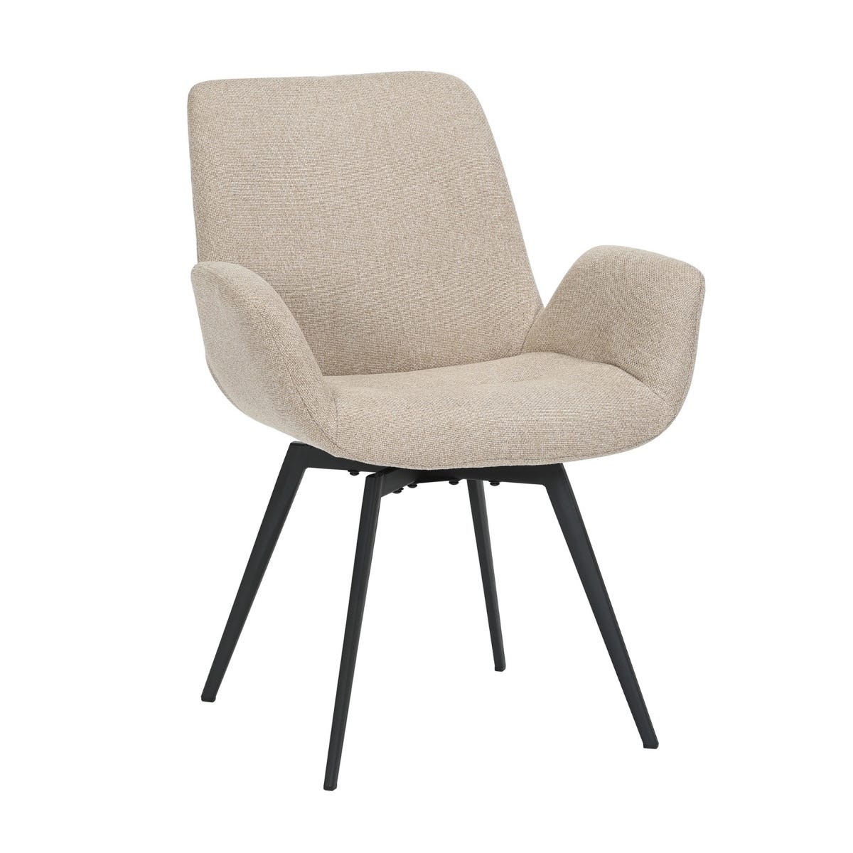 24Seven Draaibare Eetkamerstoel Metalen Onderstel Matteo Sand 61 x 61 x 84 cm