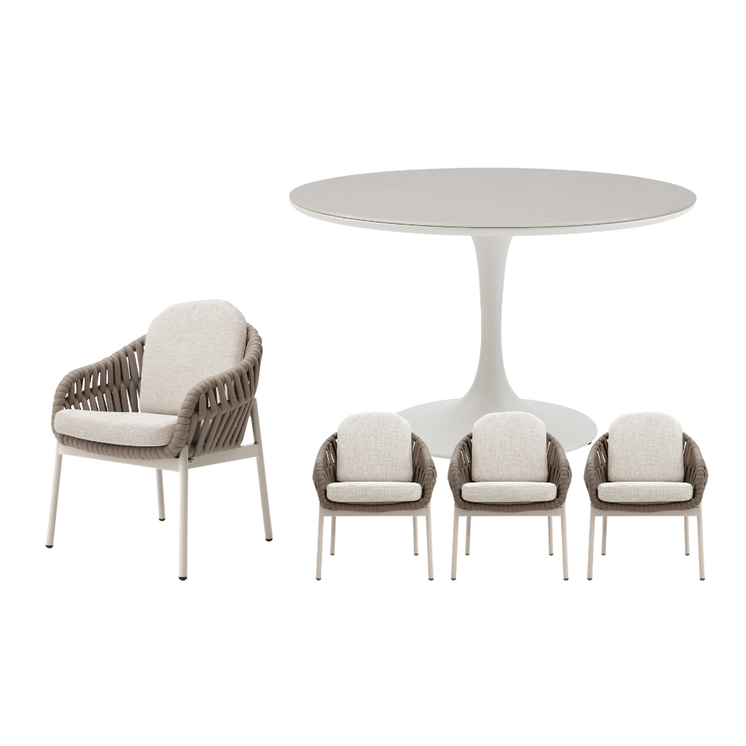 Royal Seasons Diningset 4-zits Doha Rond Zand