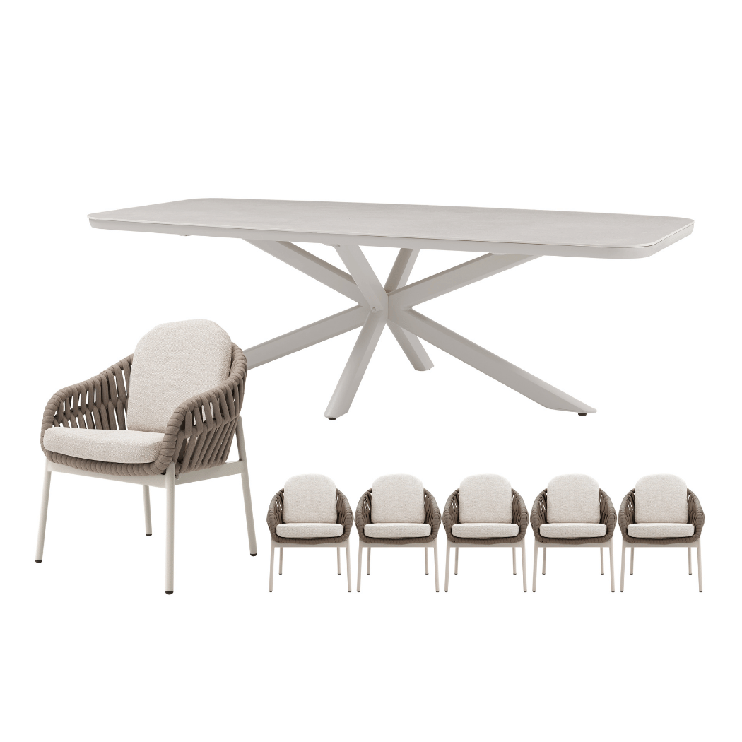 Royal Seasons Diningset 6-zits Doha Zand