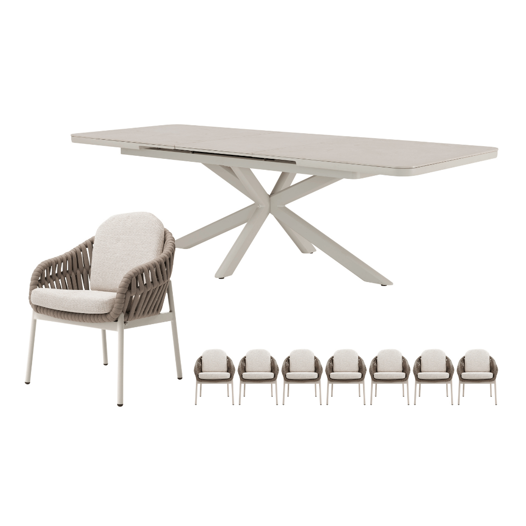 Royal Seasons Diningset 8-zits Doha Zand