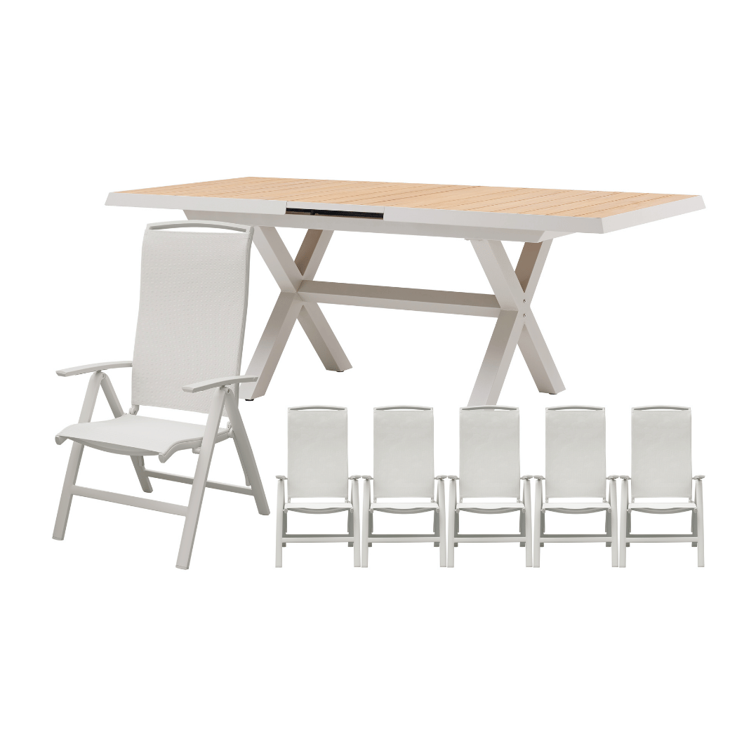 Royal Seasons Diningset 6-zits La Palma Uitschuifbaar Zand