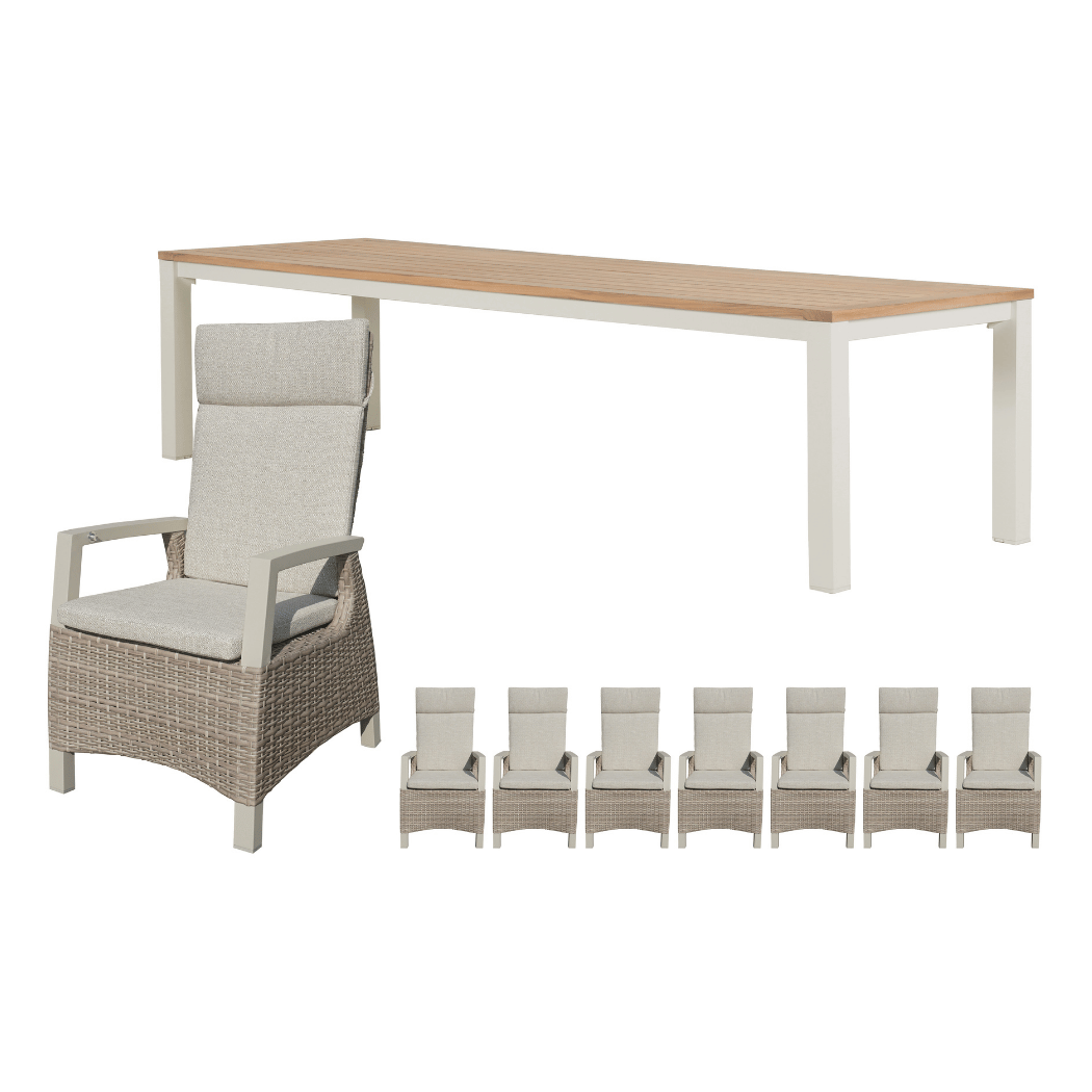 Royal Seasons Diningset 8-zits Athene Teak Zand