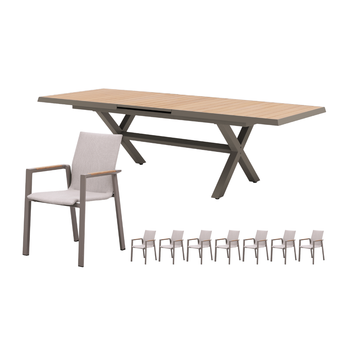 Royal Seasons Diningset 8-zits Solare Uitschuifbaar Espresso