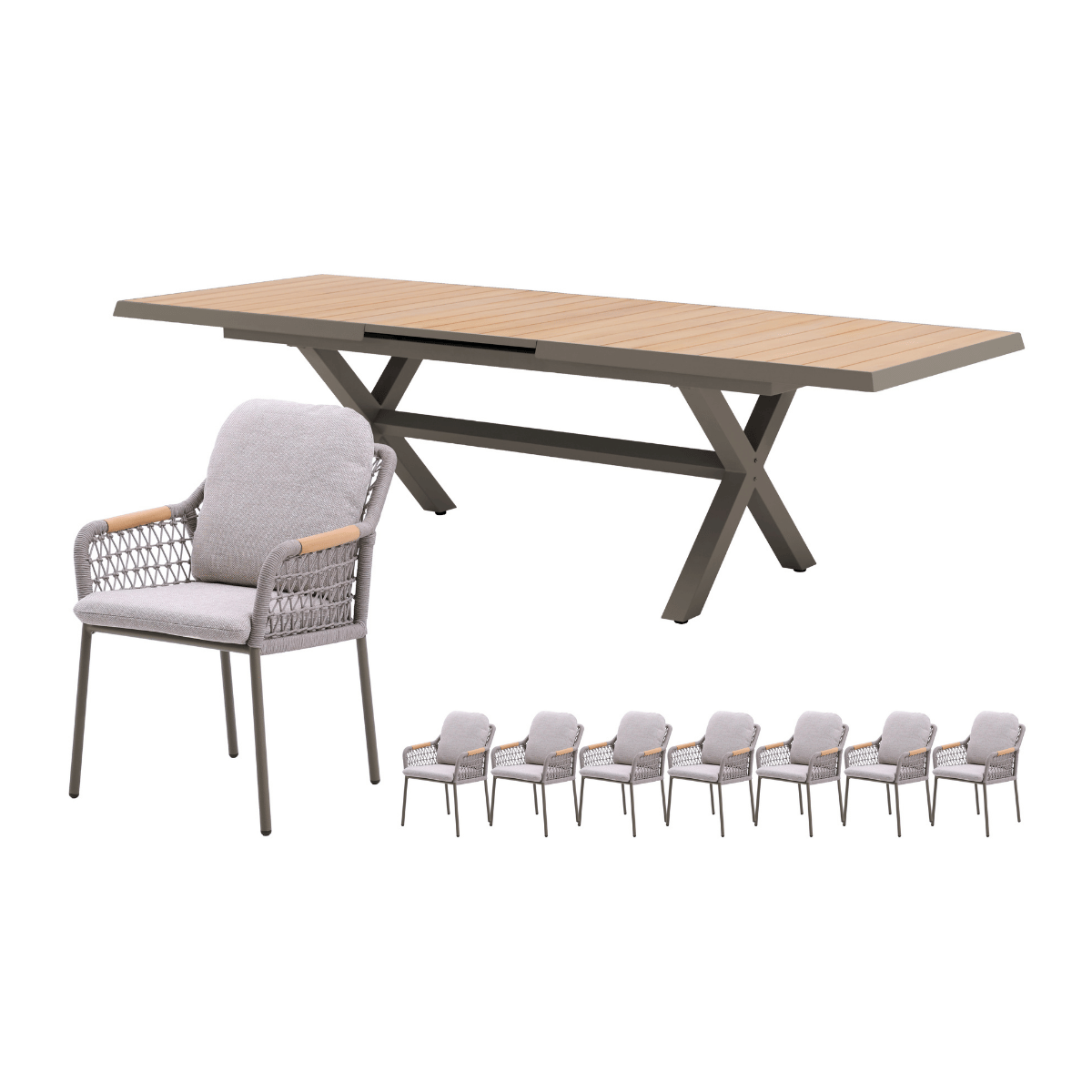 Royal Seasons Diningset 8-zits Bari Uitschuifbaar Espresso