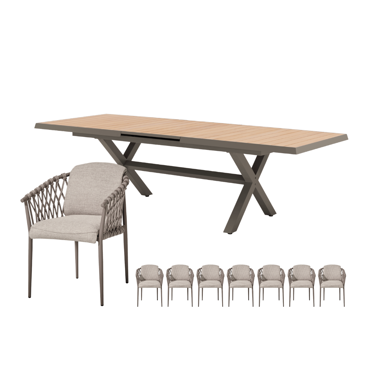 Royal Seasons Diningset 8-zits Miami Uitschuifbaar Espresso