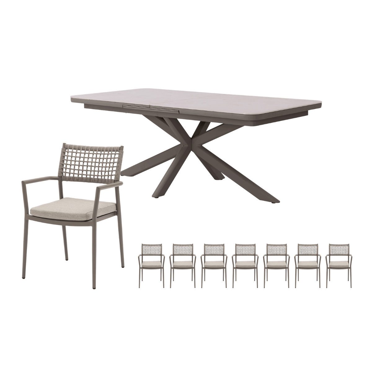 Royal Seasons Diningset 8-zits Solare Uitschuifbaar Espresso