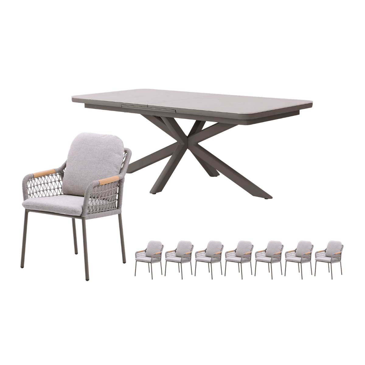 Royal Seasons Diningset 8-zits Bari Uitschuifbaar Espresso