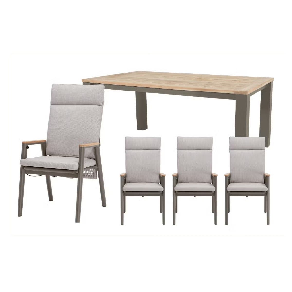 Royal Seasons Diningset 4-zits Portland Hoog Teak Espresso