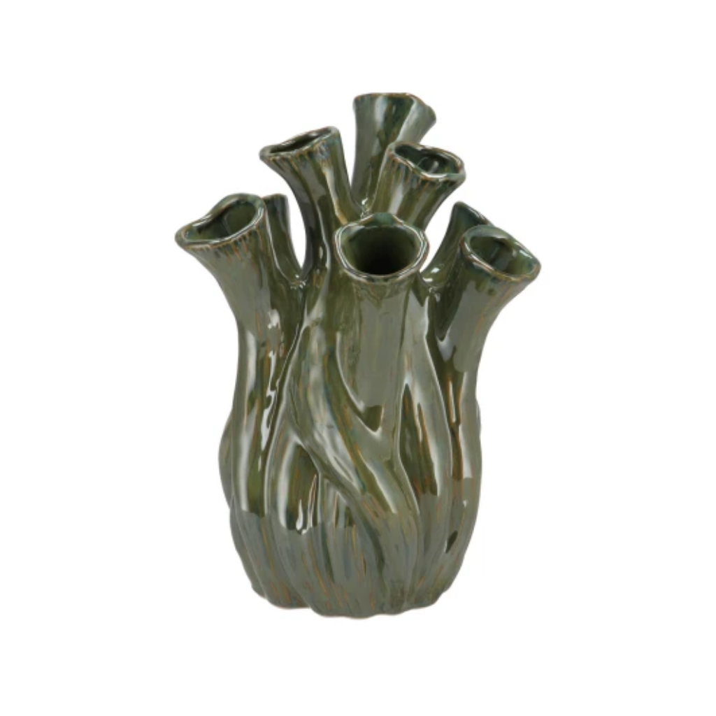 Milou majestic green vase aglio organic 18 x 20 cm