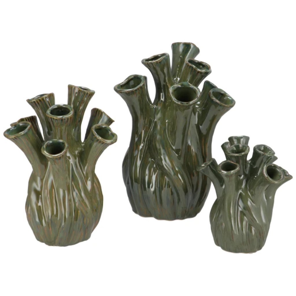 Milou majestic green vase aglio organic 18 x 20 cm