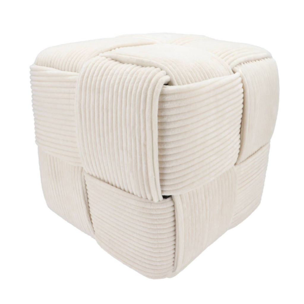 Daan Kromhout Design Poef Stripe Wit 40 x 40 cm