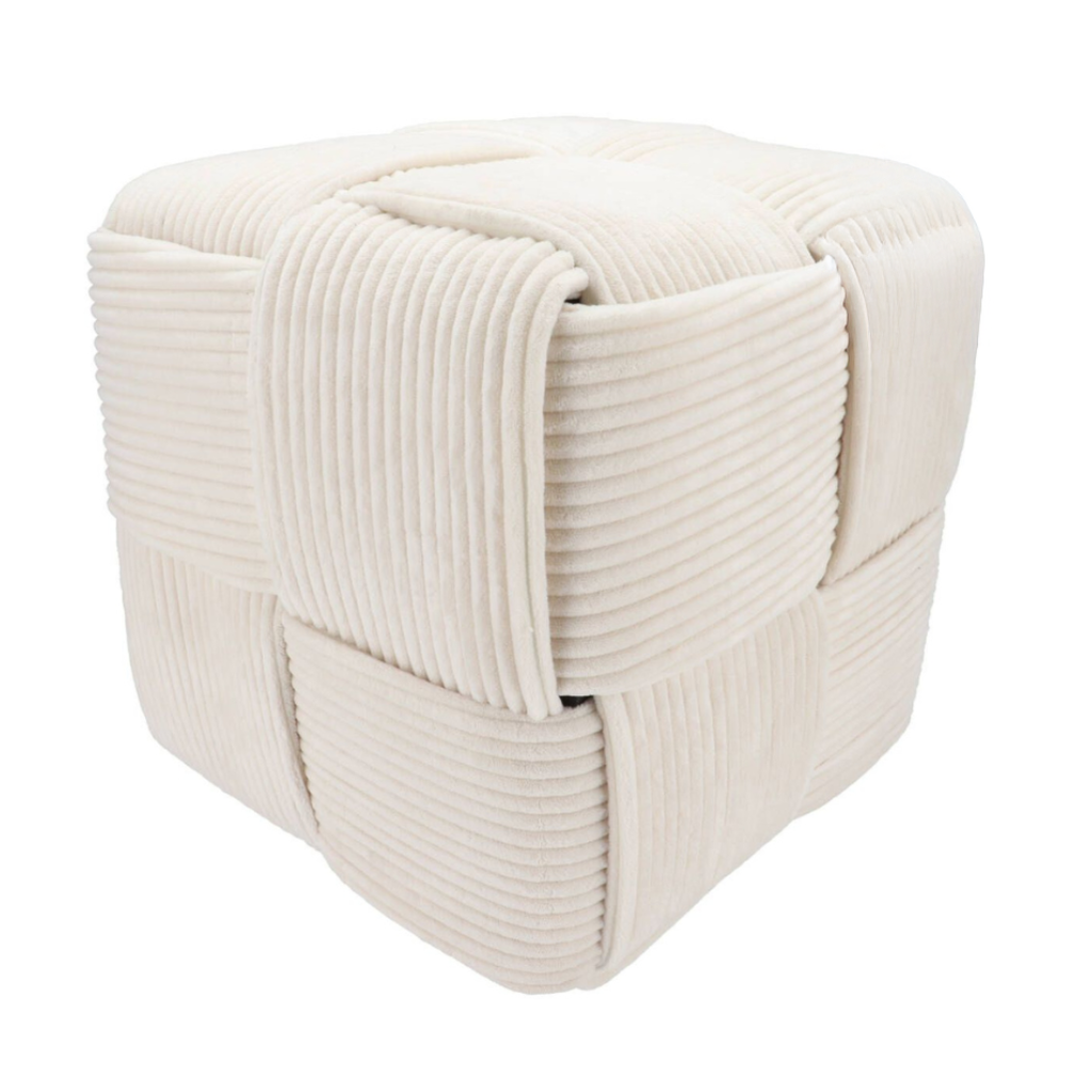 Daan Kromhout Design Poef Stripe Wit 45 x 45 cm