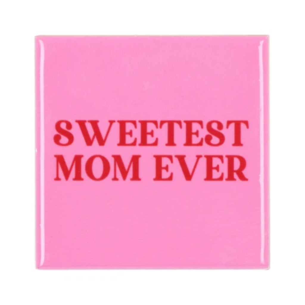 Daan Kromhout Design Tegel Sweetest Mom Ever Pink 10 x 10 cm