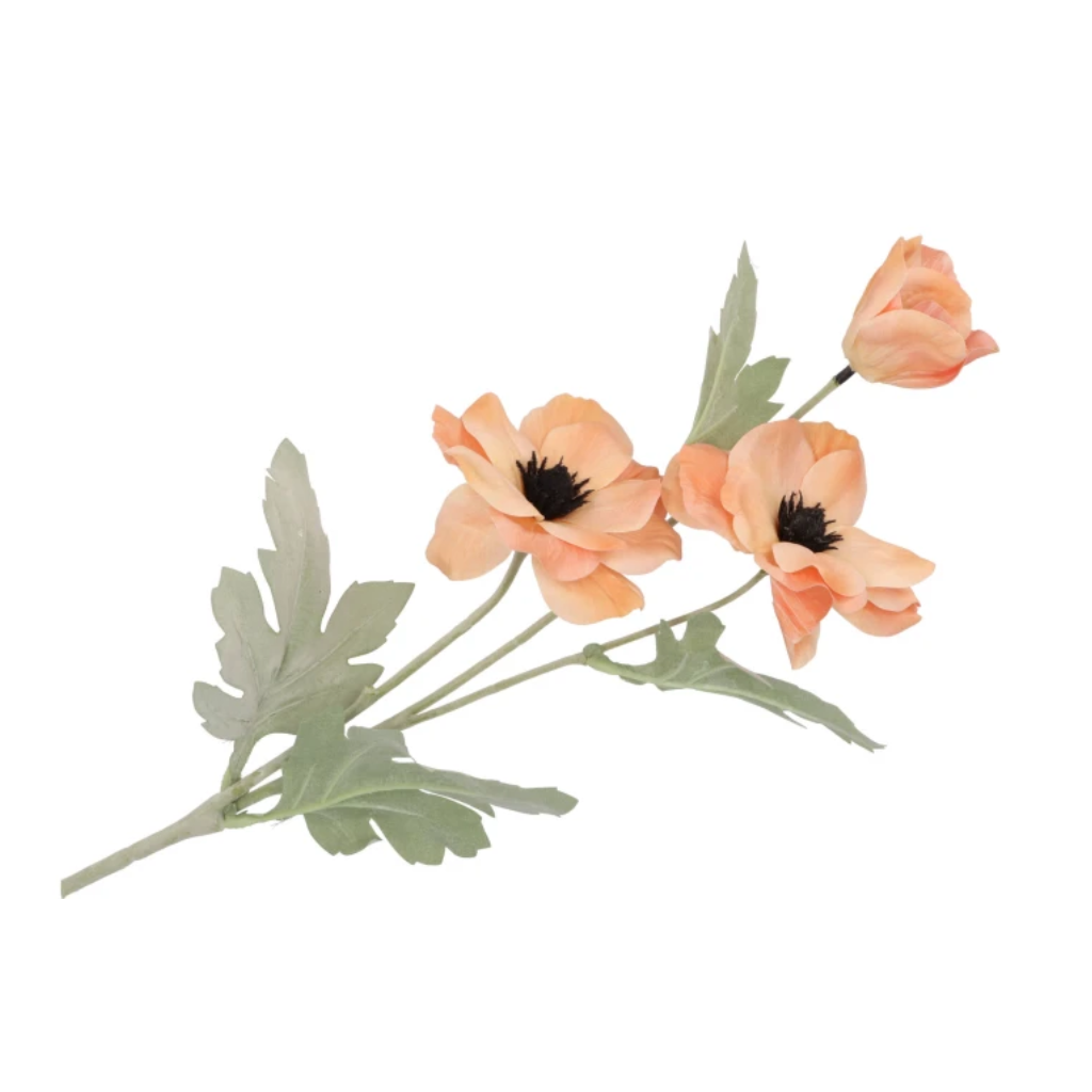 Kunstbloem Zijde Anemoon Champagne 70 cm 3 stuks