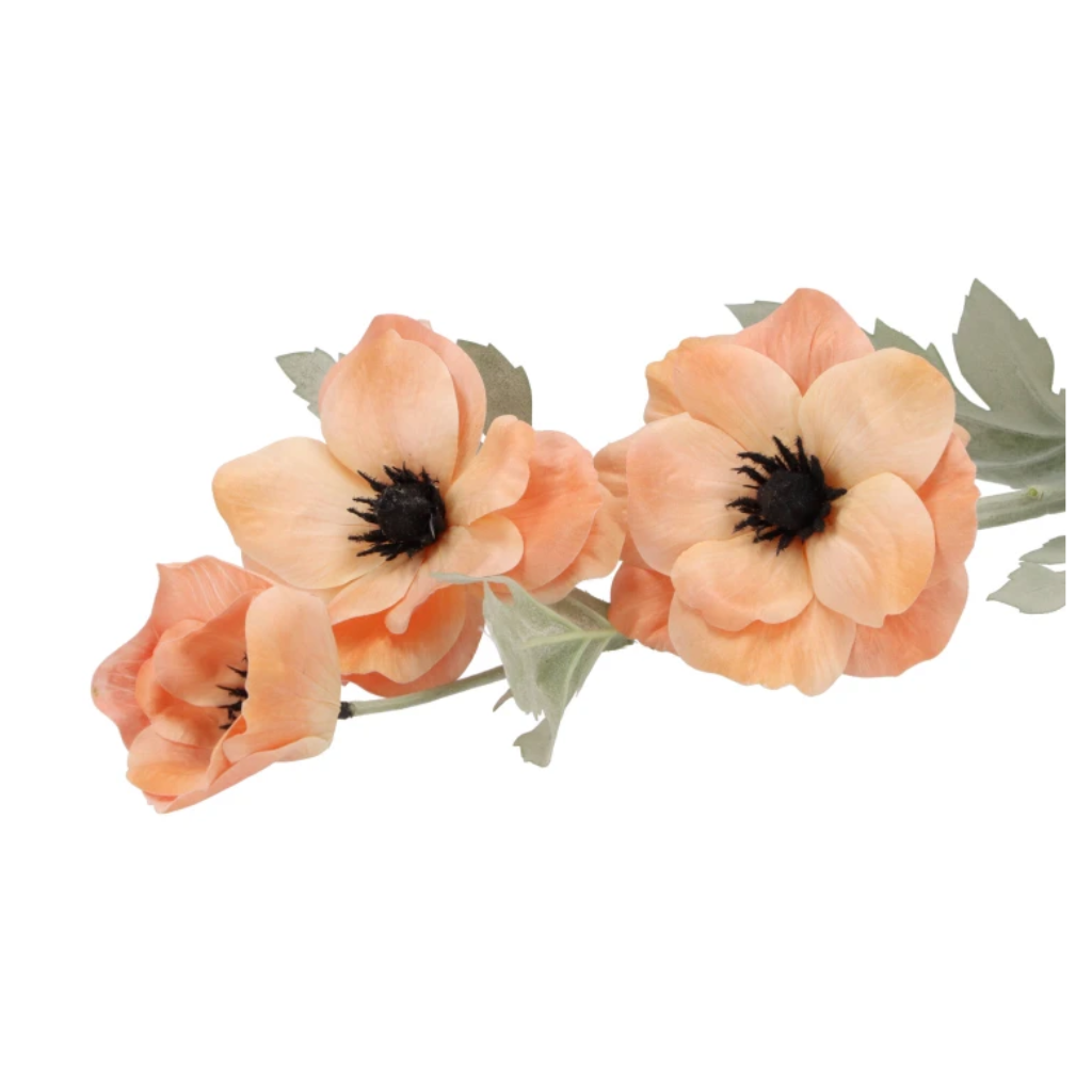Kunstbloem Zijde Anemoon Champagne 70 cm 3 stuks
