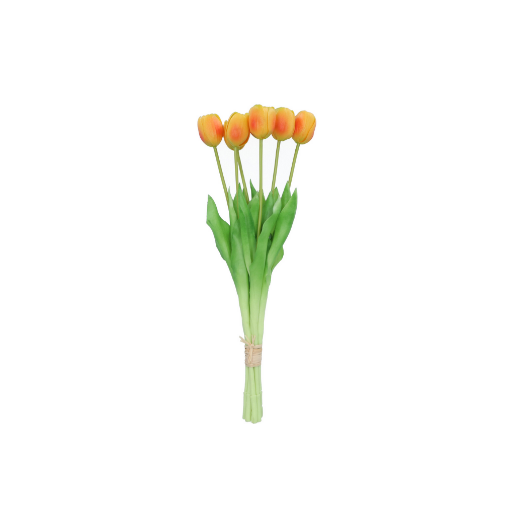Kunstbloem Zijde Tulp Oranje 43cm 7 stuks